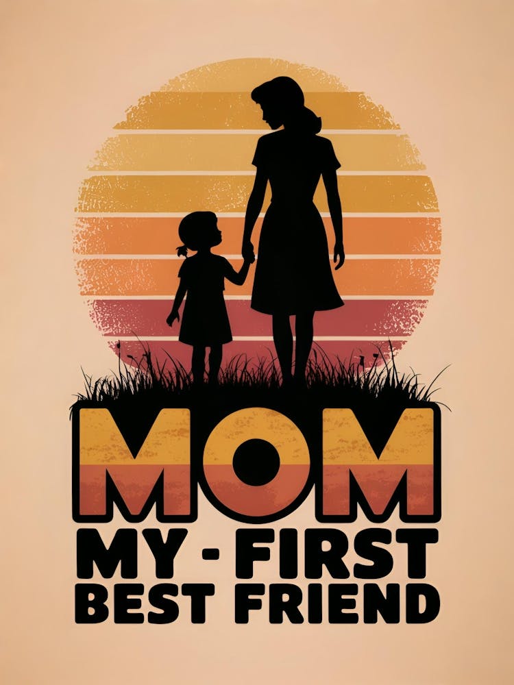 Mom My First Best Friend Retro Sunset Mothers Day