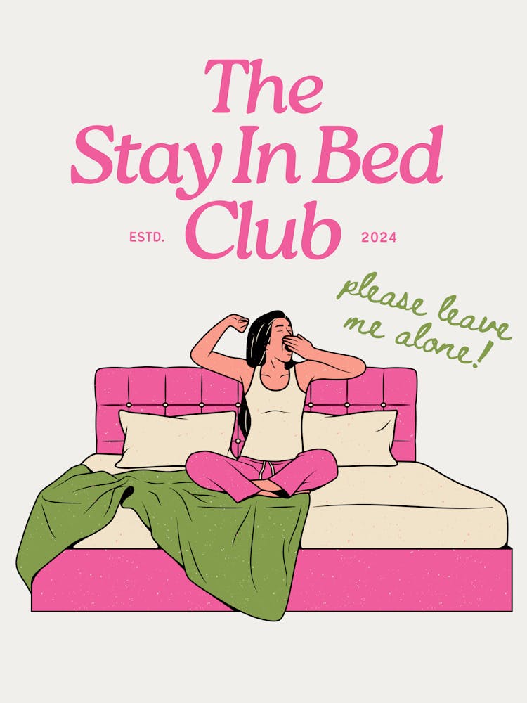 The Stay in Bed Club Print | Homebody Decor | Homebody Wall Art | Homebody Print | Colorful Maximalist | Funky Decor | Bedroom Art | Dorm | 1