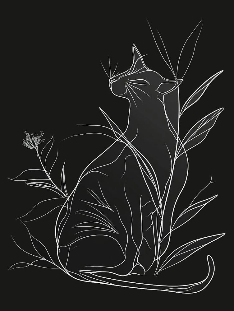 Nebelung Cat Minimalist Illustration 3