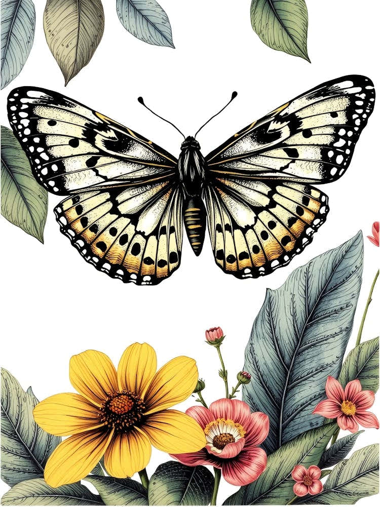 Butterfly And Flowers 3