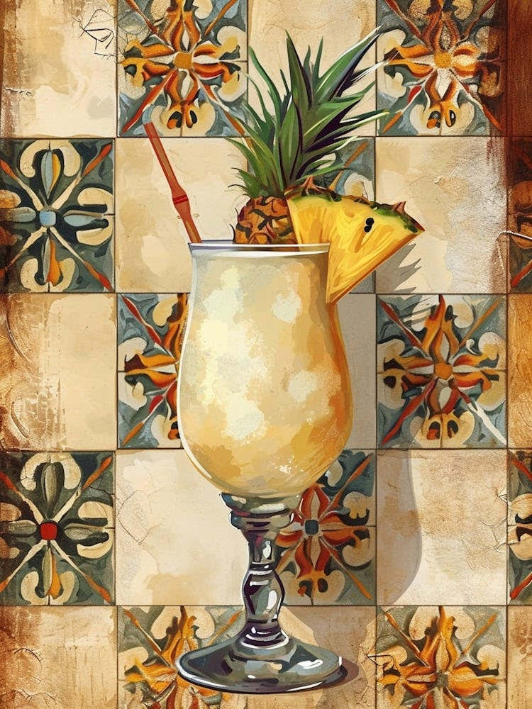 Abstract Pina Colada Vintage Illustration 3