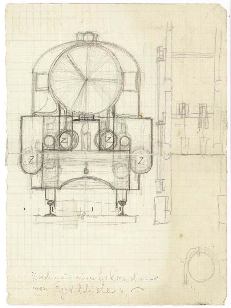 Locomotive From The Front (Child's Drawing), Egon Schiele