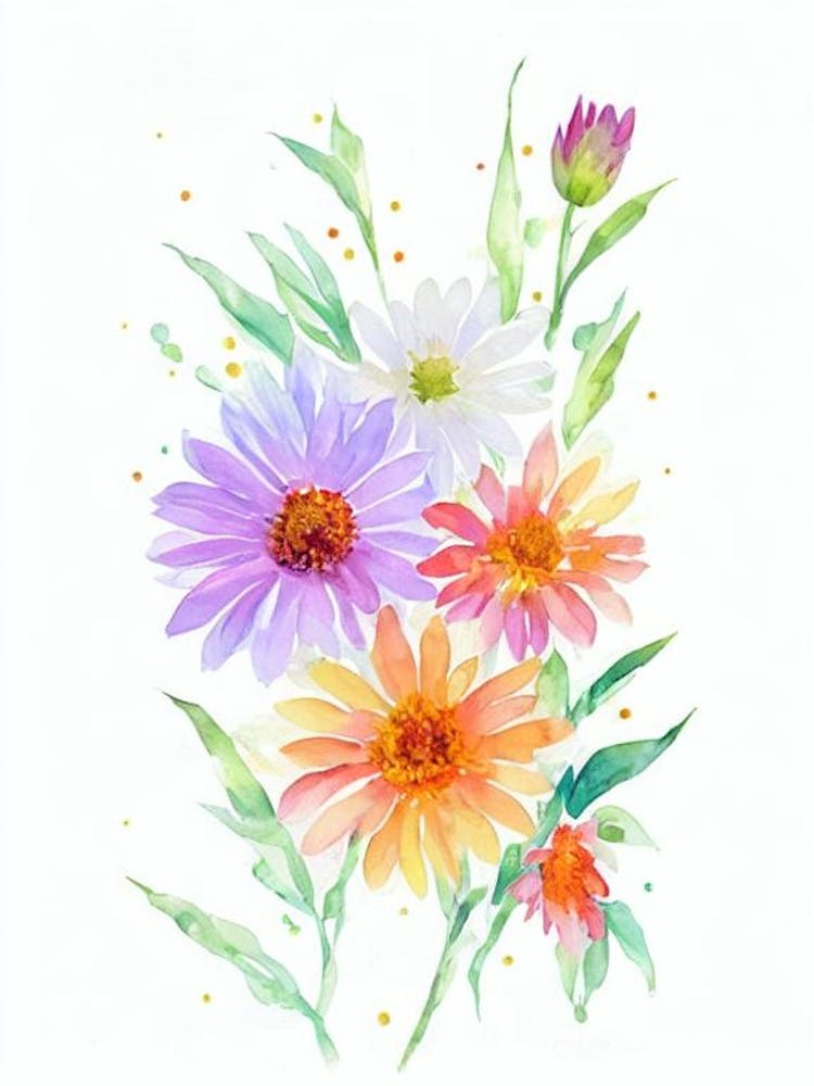 Daisies Watercolour Flower