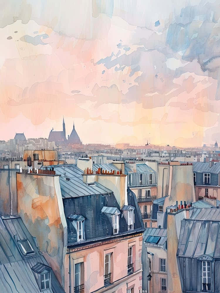 Paris Rooftops Morning Skyline 1