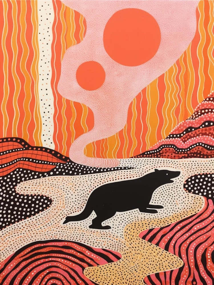 Linocut Polka Dot Inspired Animal In The Wild