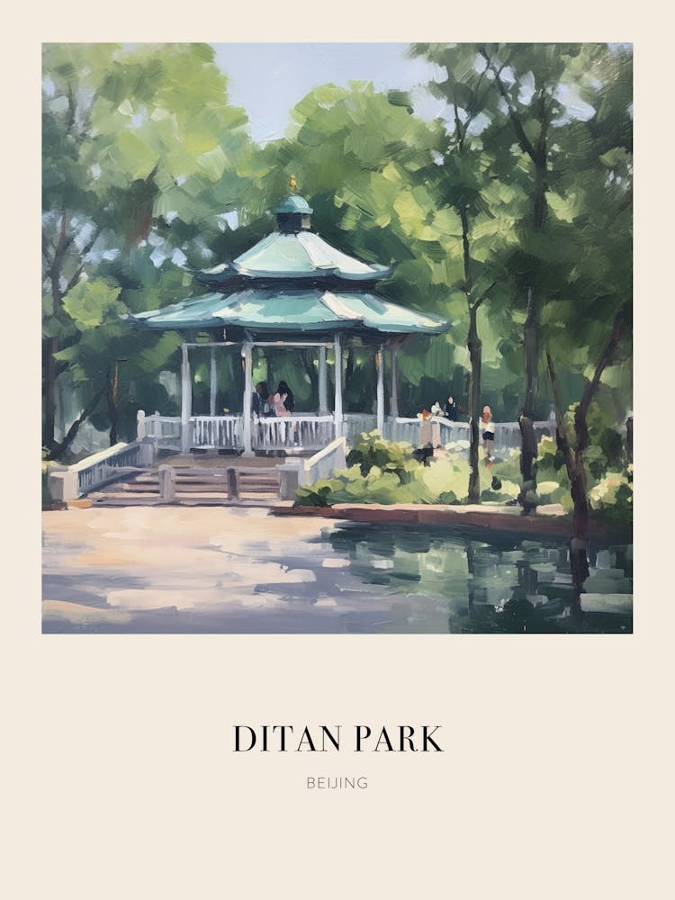 Ditan Park Beijing Vintage Cezanne Inspired Poster