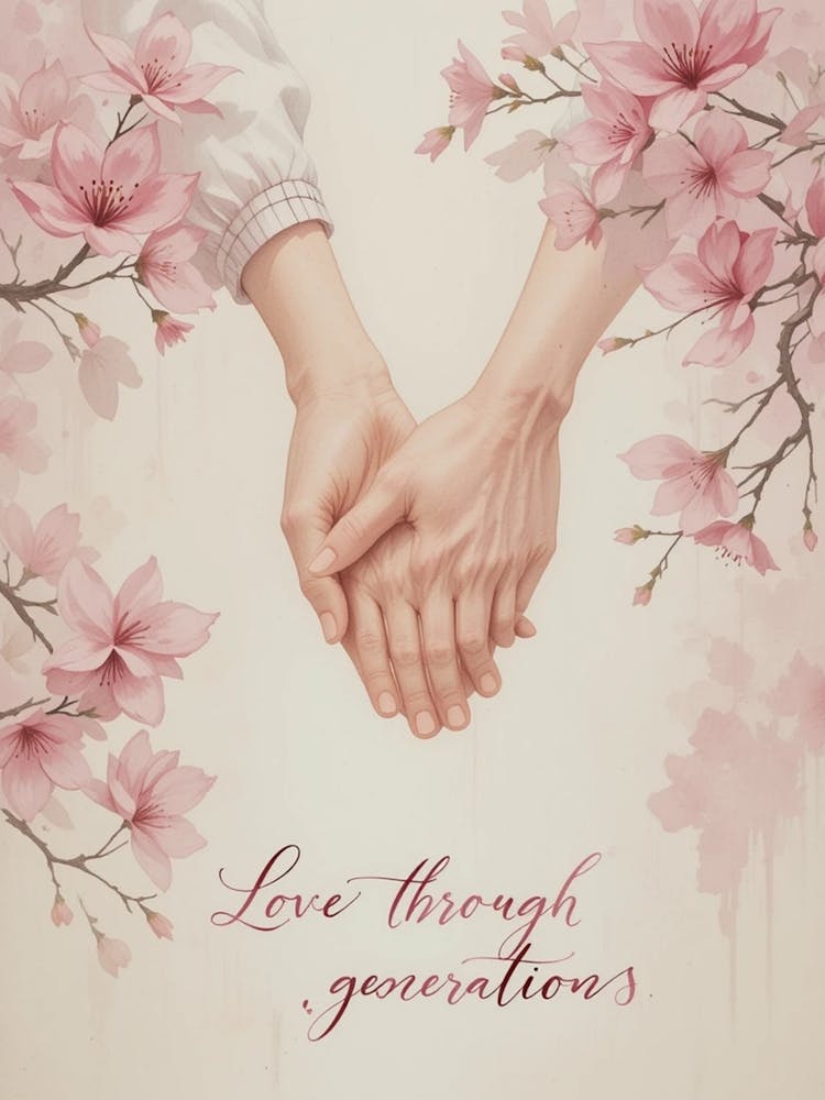 Mother and daughter holding hands, Happy Mother's day 2025