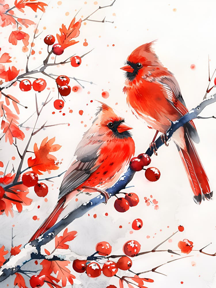 Cardinals On A Branch