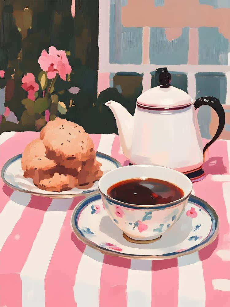 Pink Pastel Cookies And Tea