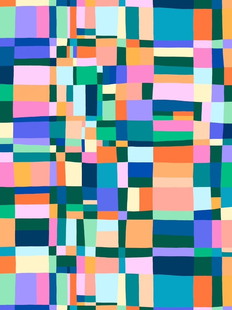 Austin Painted Abstract - Orange Teal