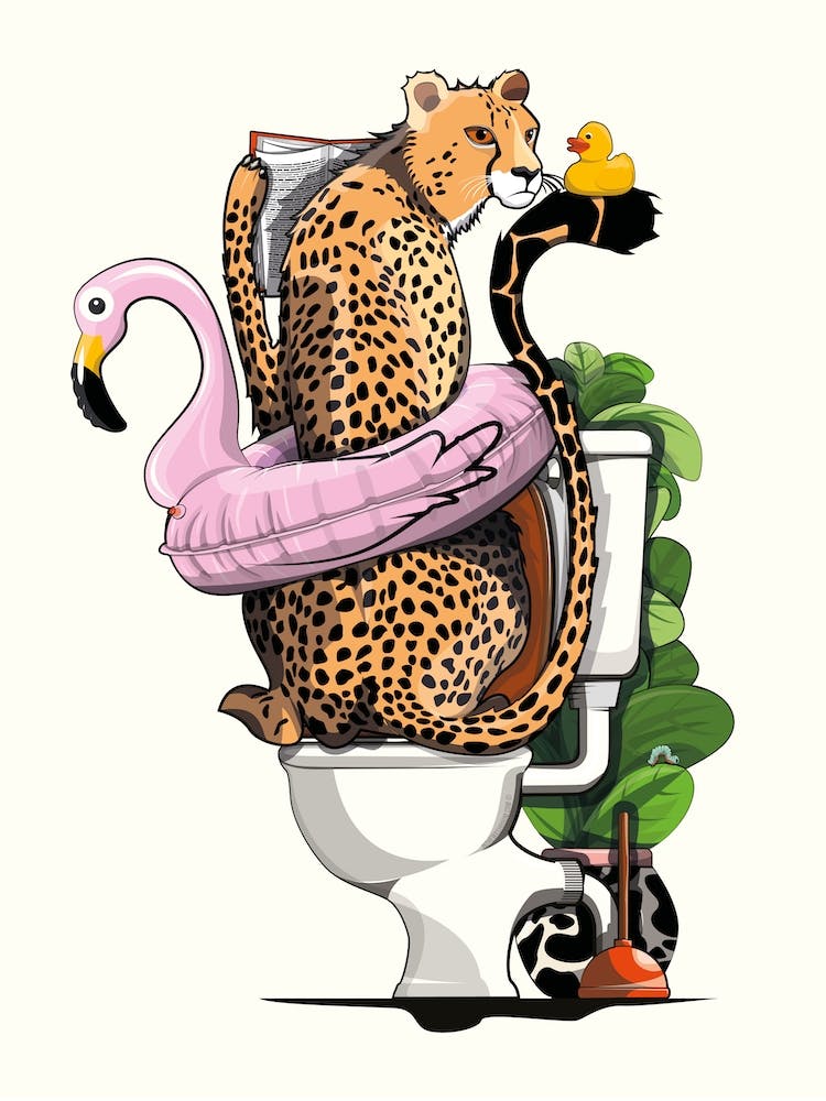 Cheetah On The Toilet