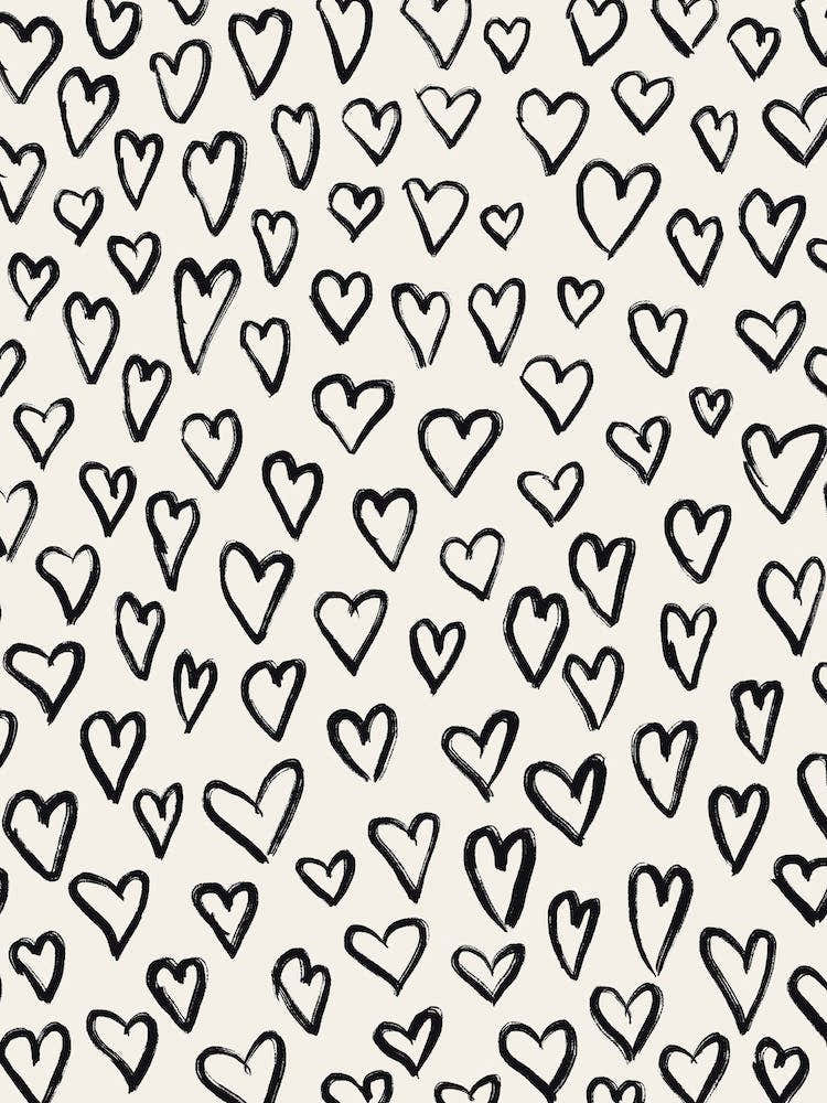 Hearts Pattern 2 Black White