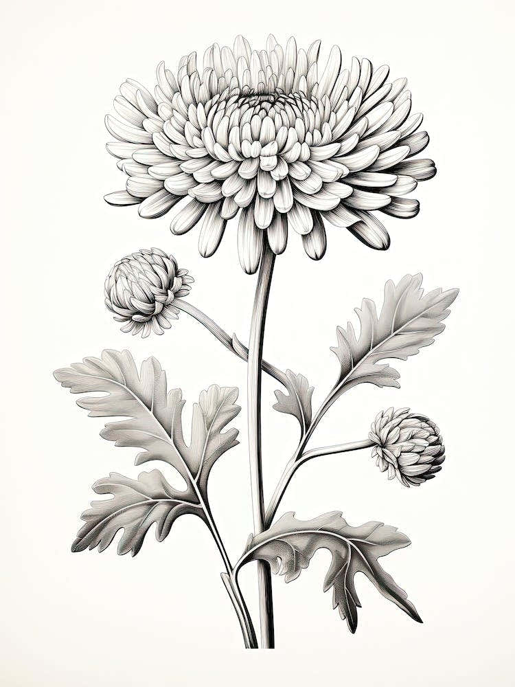 Chrysanthemums Flower Vintage Botanical 3