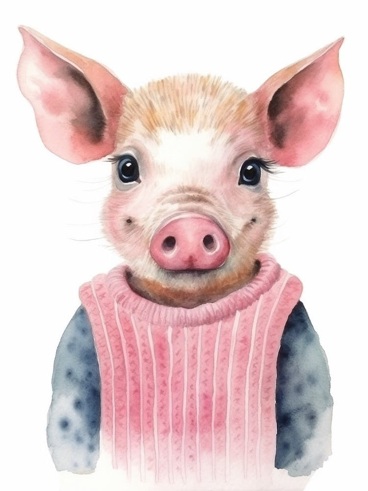 Baby Animal Watercolour Pig 2