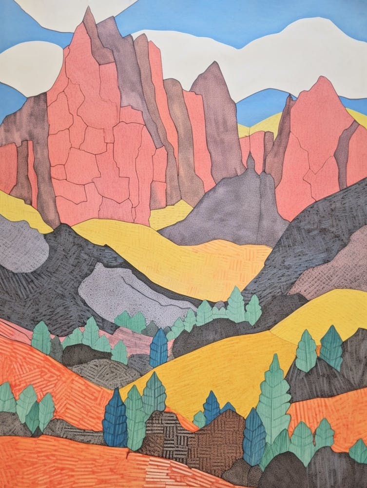 Mount Kenya Colourful Mountain Illustration