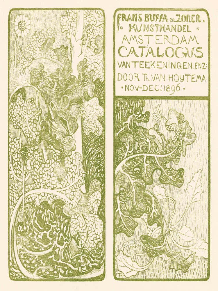 Catalog Cover With Leaves And Flowers (1896), Theo Van Hoytema