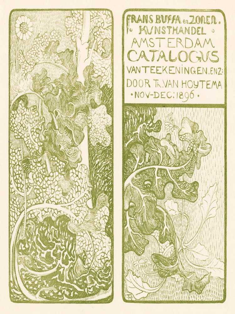 Catalog Cover With Leaves And Flowers (1896), Theo Van Hoytema