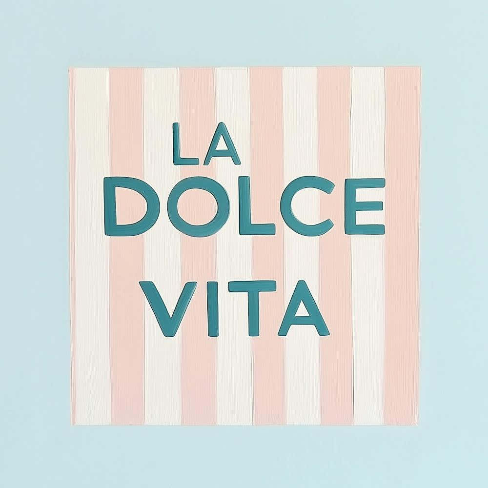 La Dolce Vita Pastell Malerei, Pastell rosa Streifen, Text Typografie