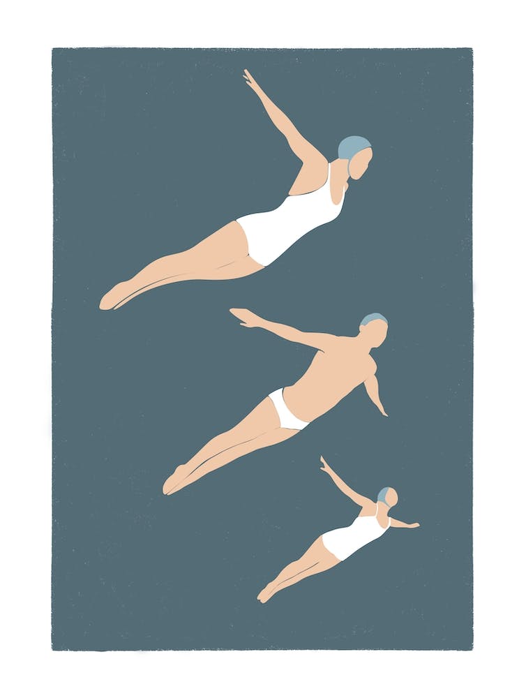 Art Deco style diving trio