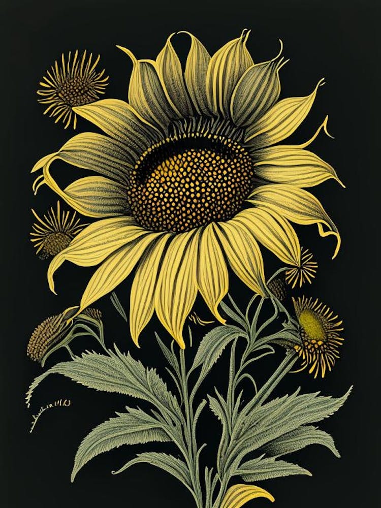 Rudbeckia 3 Floral Botanical Vintage Poster Flower