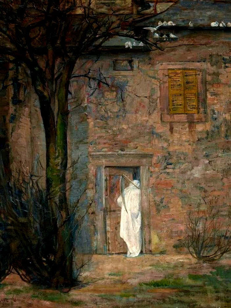 "Visiting Death" by Dominique Lang 1904 HD Remastered - Luxembourg Painter (1874-1919)