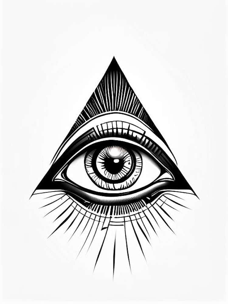 Awareness, Symbol, Third Eye Simple Black & White Illustration 1