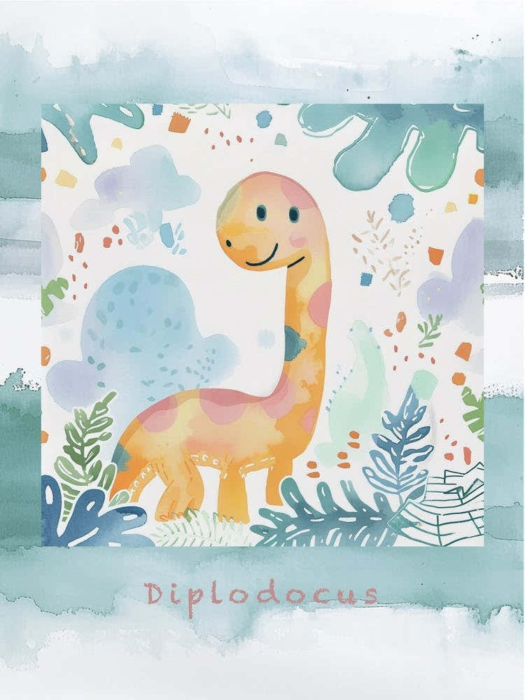Cute Muted Diplodocus Dinosaur 1 Poster