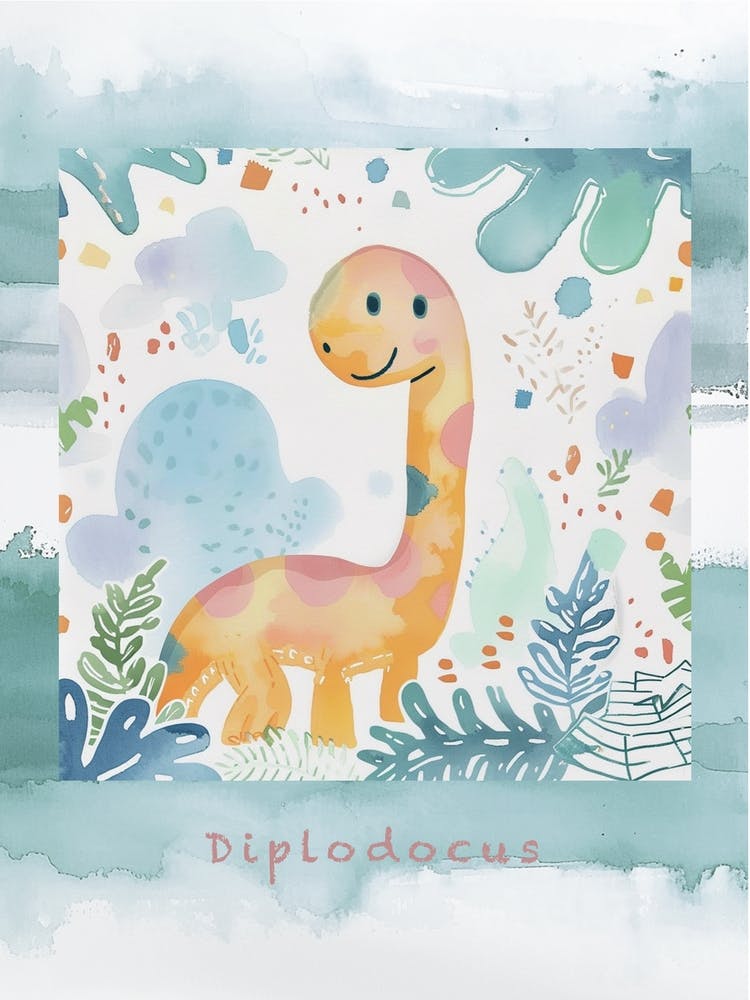 Cute Muted Diplodocus Dinosaur 1 Poster