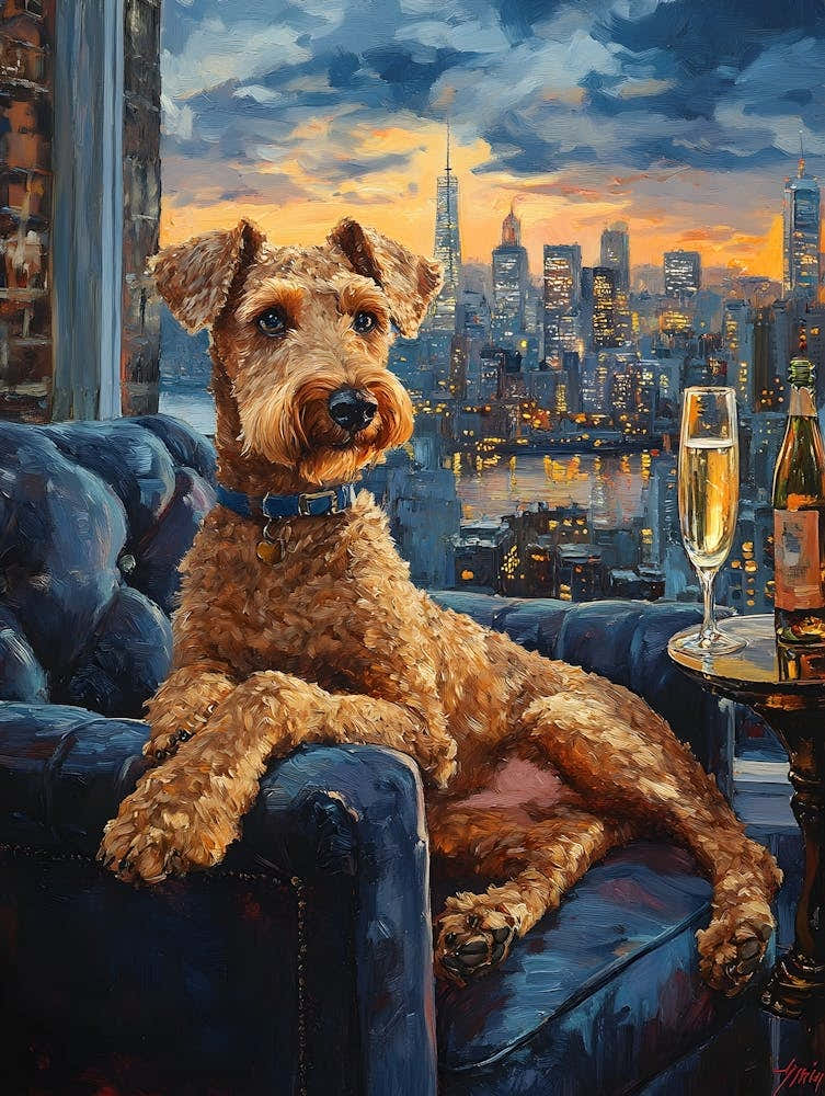 Classy Airedale At The Bar 1