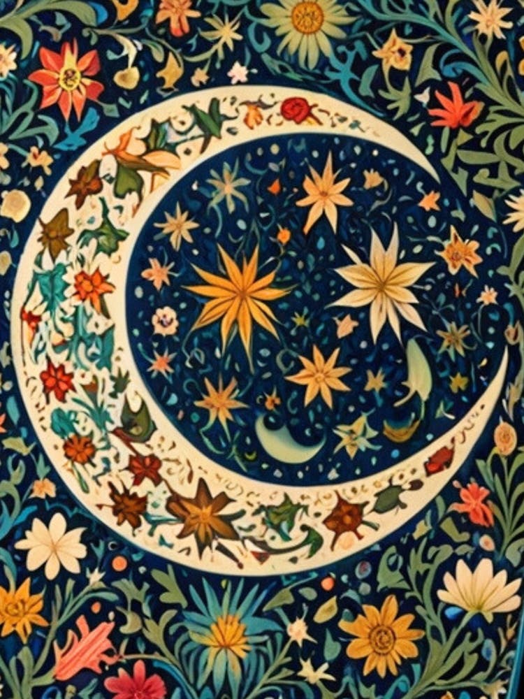 Crescent And Flowers