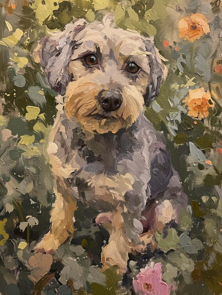 Dandie Dinmont Terrier Acrylic Painting 1