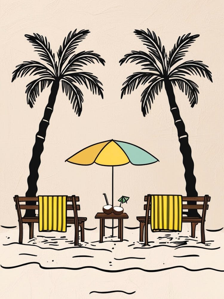 Beach Chairs And Umbrella