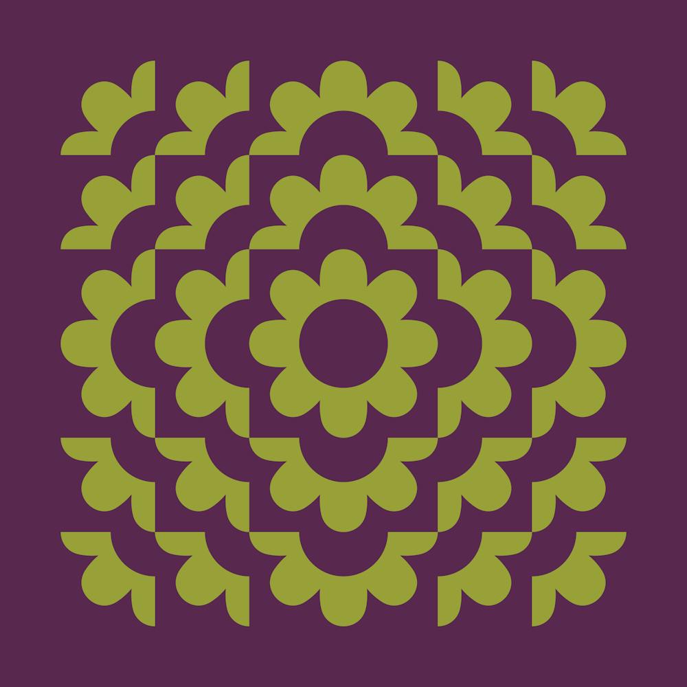 Abstract Flowers Pattern 15 In Purple Greenery Vibes 02
