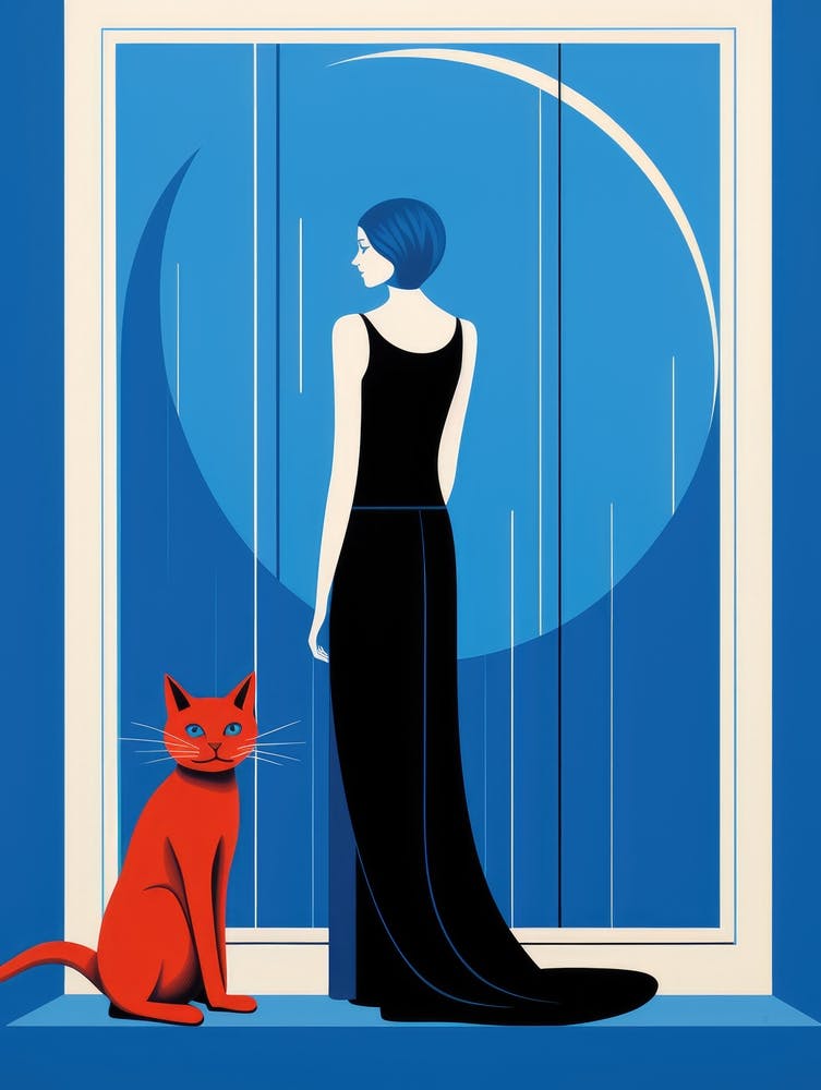 Cat And Woman In The Window