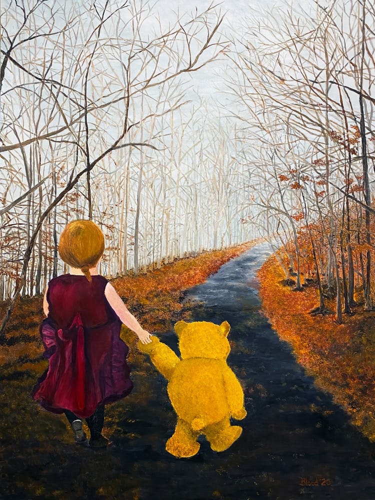 My Bff Girl Walking With Her Teddy Bear