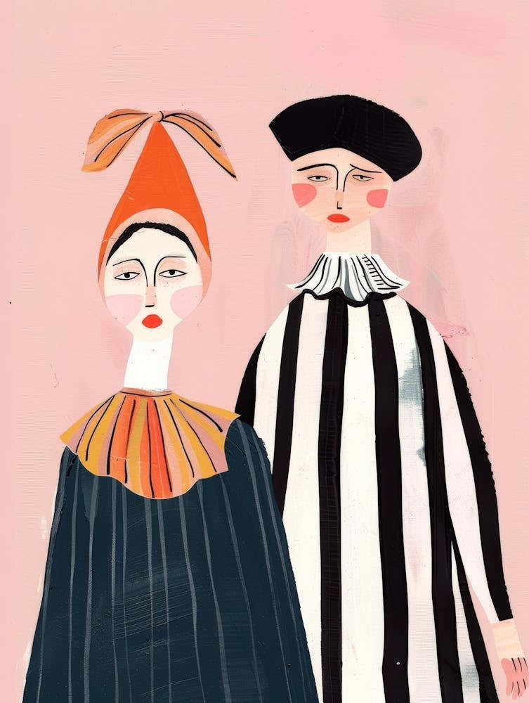 Two People In Striped Clothes