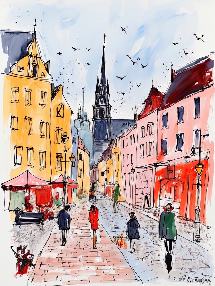 Warsaw, Dreamy Storybook Illustration 2