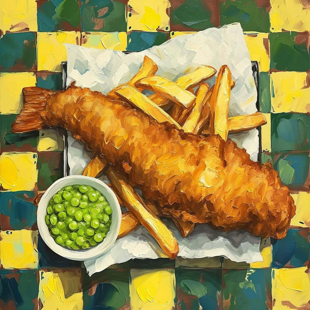 Fish & Chips Yellow Checkerboard 3