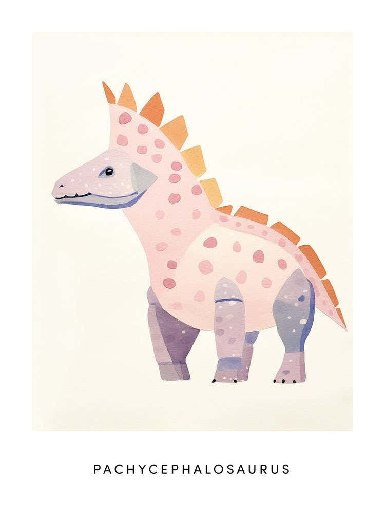 Nursery Dinosaur Art Pachycephalosaurus 5 Poster