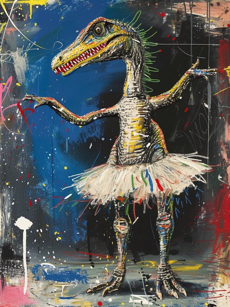 Abstract Dinosaur Wild Brushstrokes Dancing 1