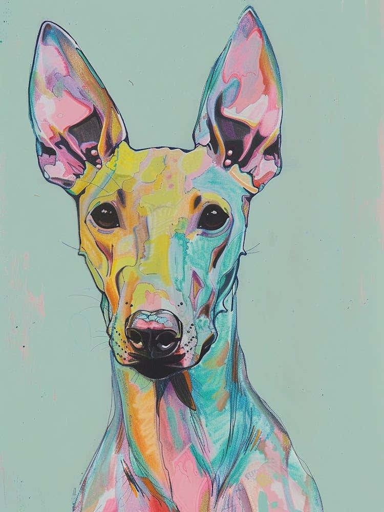 Pastel Xoloitzcuintli Hairless Dog Pastel Line Illustration  3