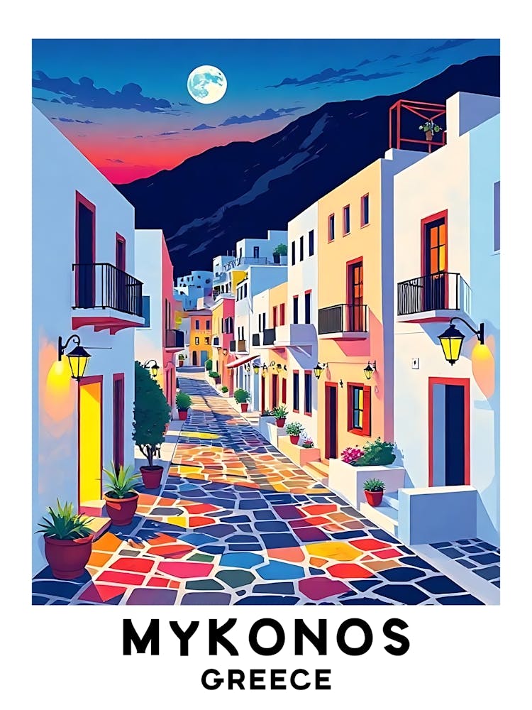 Mykonos - Greece Vintage Travel Poster 19