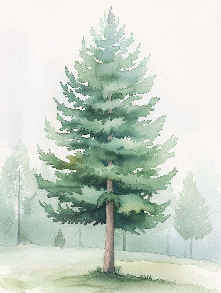 Pine Tree Atmospheric Watercolour Painting 3