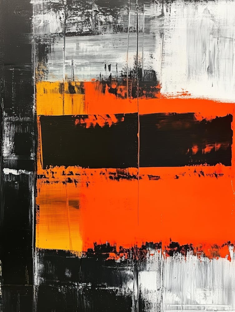 Abstract Orange And Black Painting 1