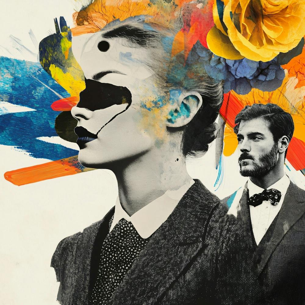 Portrait Of A Man And Woman Collage