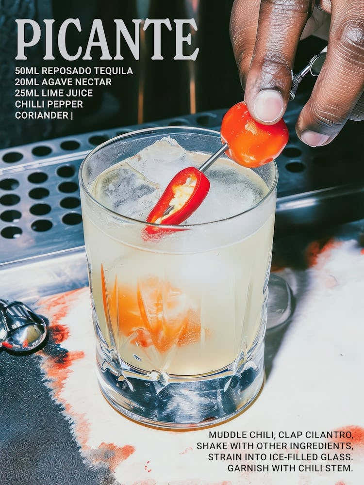 Picante Cocktail Recipe Vintage Photo Kitchen