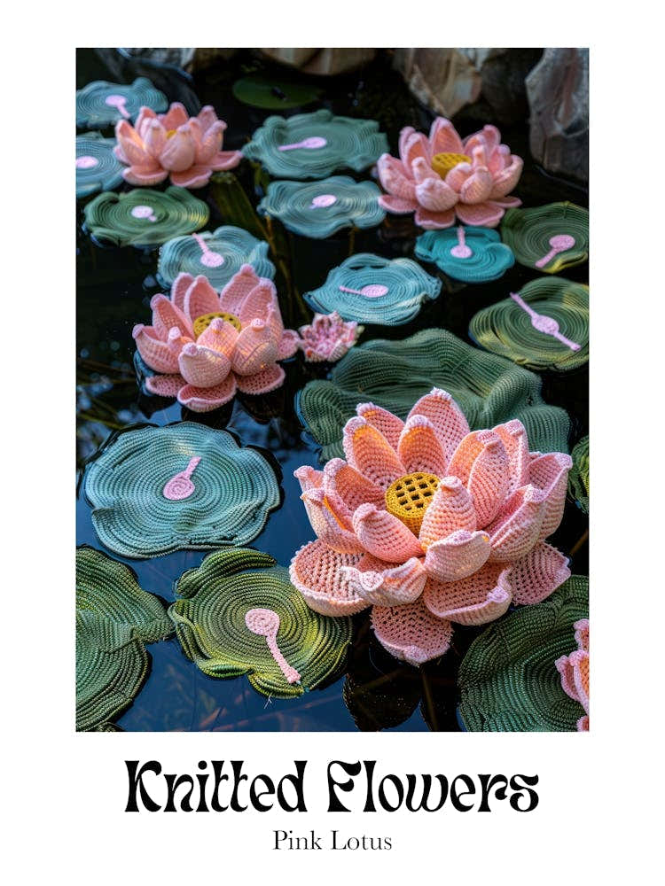 Knitted Flowers Pink Lotus 6