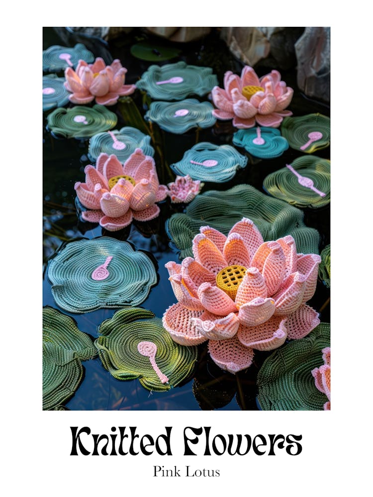 Knitted Flowers Pink Lotus 6