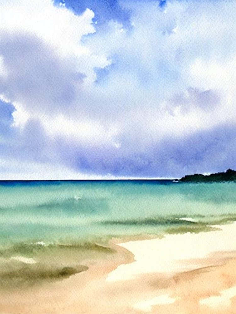 Anse Chastanet Beach 2, St Lucia Watercolour