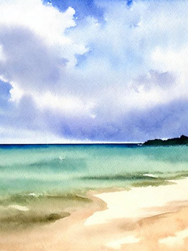 Anse Chastanet Beach 2, St Lucia Watercolour